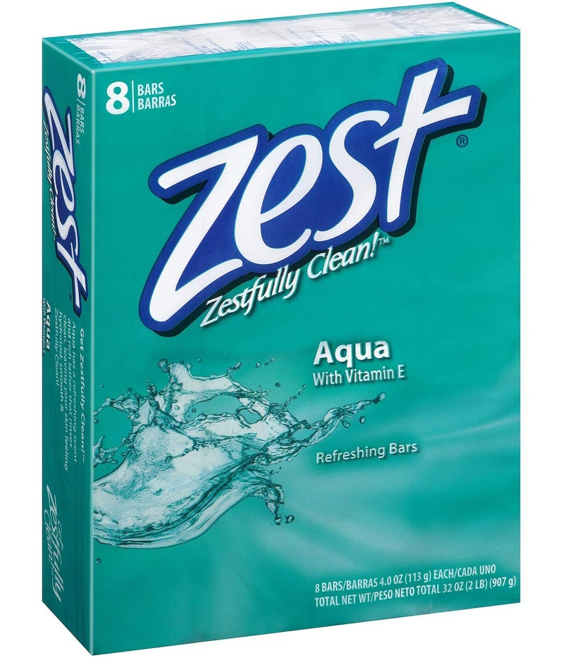Zest Bath Bars Soap 4oz 8ct Aqua 2-Pack - Image 1